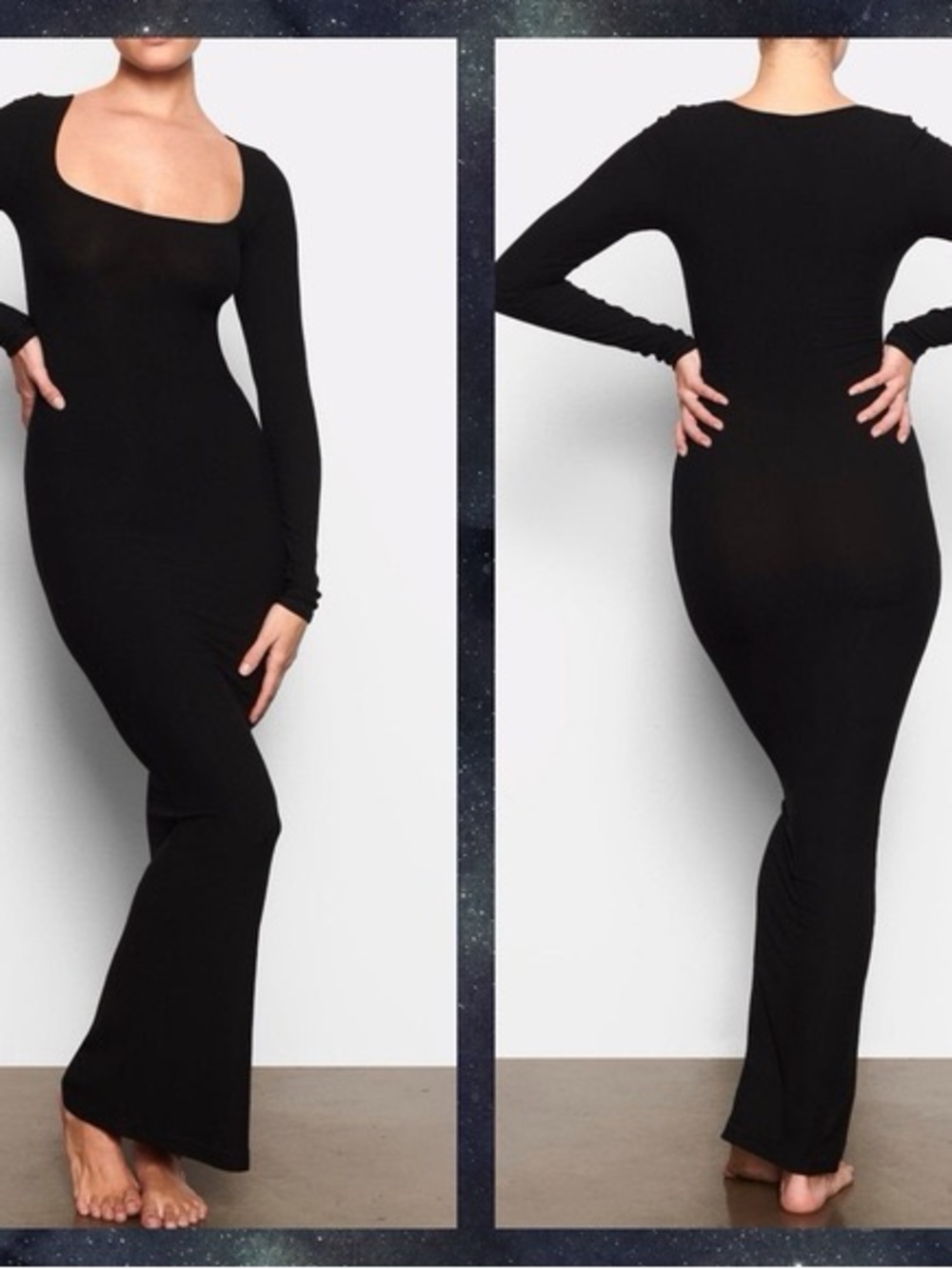 SKIMS Soft Lounge Long Sleeve Dress in Onyx